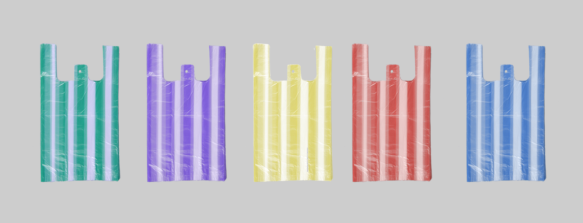 HDPE ზოლიანი მაისური სასურსათო ჩანთა სხვადასხვა ფერში-ბანერი