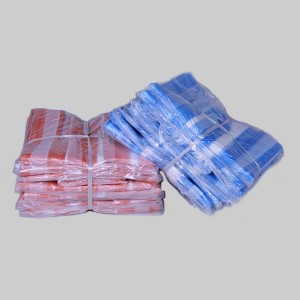 HDPE ზოლიანი მაისური სასურსათო ჩანთა სხვადასხვა ფერში-წითელი+ლურჯი