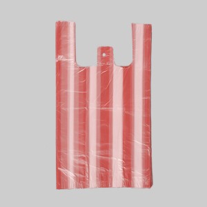 HDPE ზოლიანი მაისური სასურსათო ჩანთა სხვადასხვა ფერში-წითელი