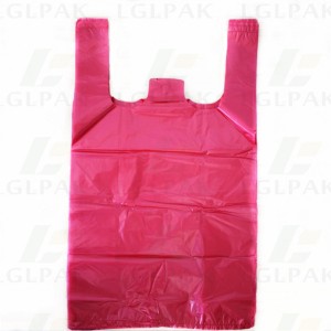HDPE T-shirt bæretasker i forskellige farver-rød