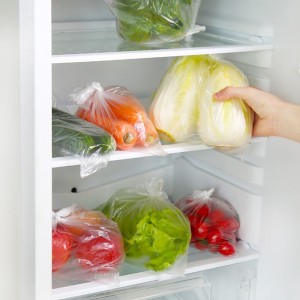 LDPE транспарентни рамни растителни кеси за складирање во фрижидер-фрижидер
