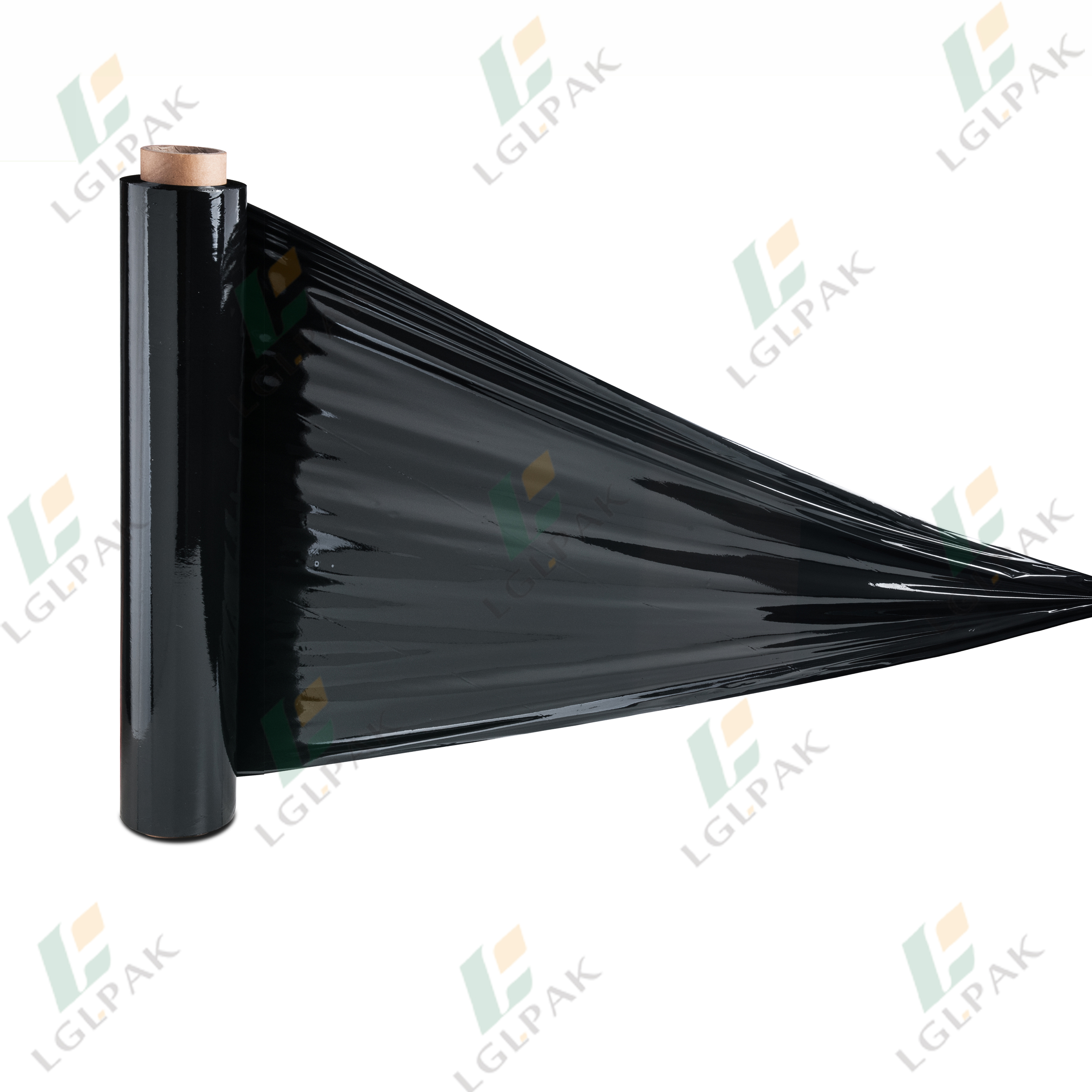 Black stretch film foil at white background isolated