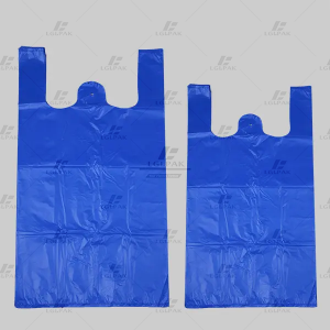 HDPE Blue T-Shirt Plastic Grocery Bag