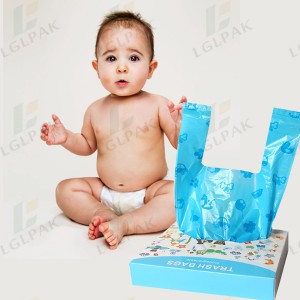 Top Quality China HDPE Disposable Baby Diaper Bag with Handle Tie