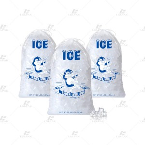 LDPE Printed Ice Bag With Drawstring