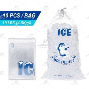 LDPE Printed Ice Bag With Drawstring