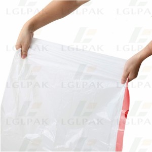 Polythene draw string dustbin bags on roll-extensibility