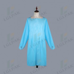 OEM/ODM China China Ce ISO Certified Blue Waterproof Isolation Gown, Protective Plastic Clothing CPE Gown Level 2, Disposable Apron with Long Sleeve