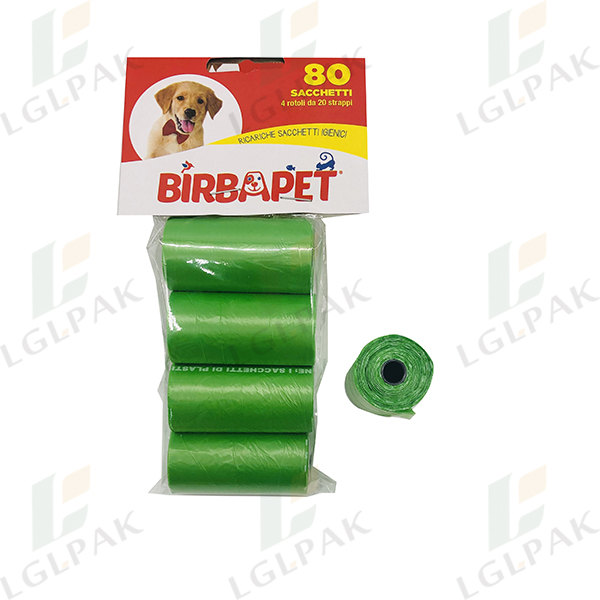 dog waste bag on roll-outer bag green