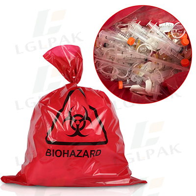 medical waste bag in red