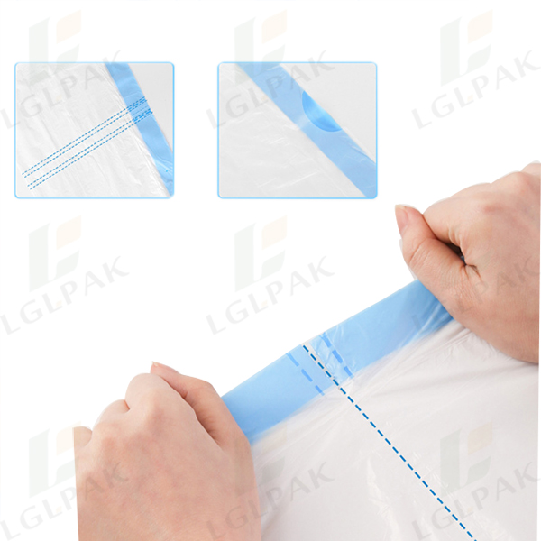 polythene white drawstring trash bags on roll  break point