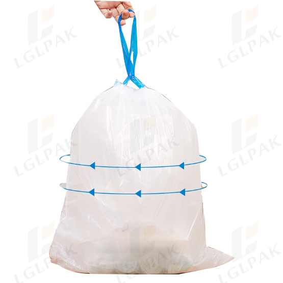 polythene white drawstring trash bags on roll   duty heavy
